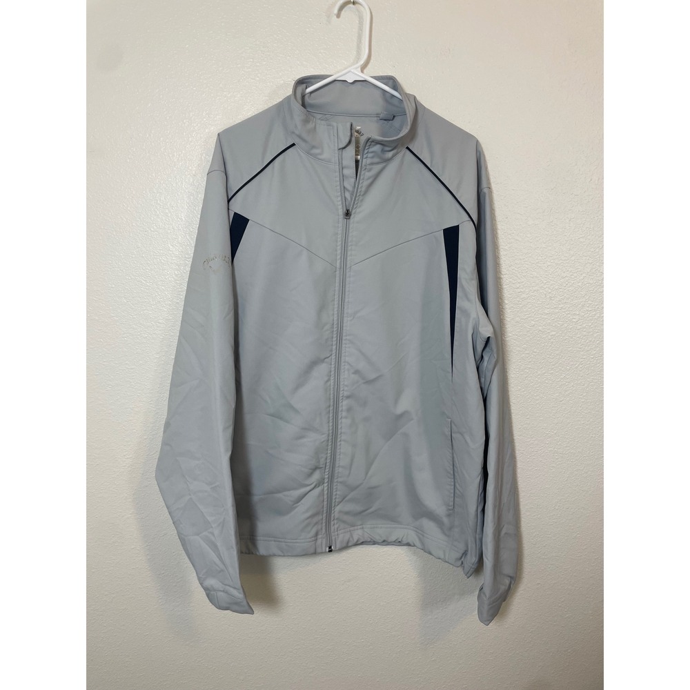 Callaway Golf X Series Jacket Mens XL Grey Full Zip‎ Windbreaker GOOD Trim